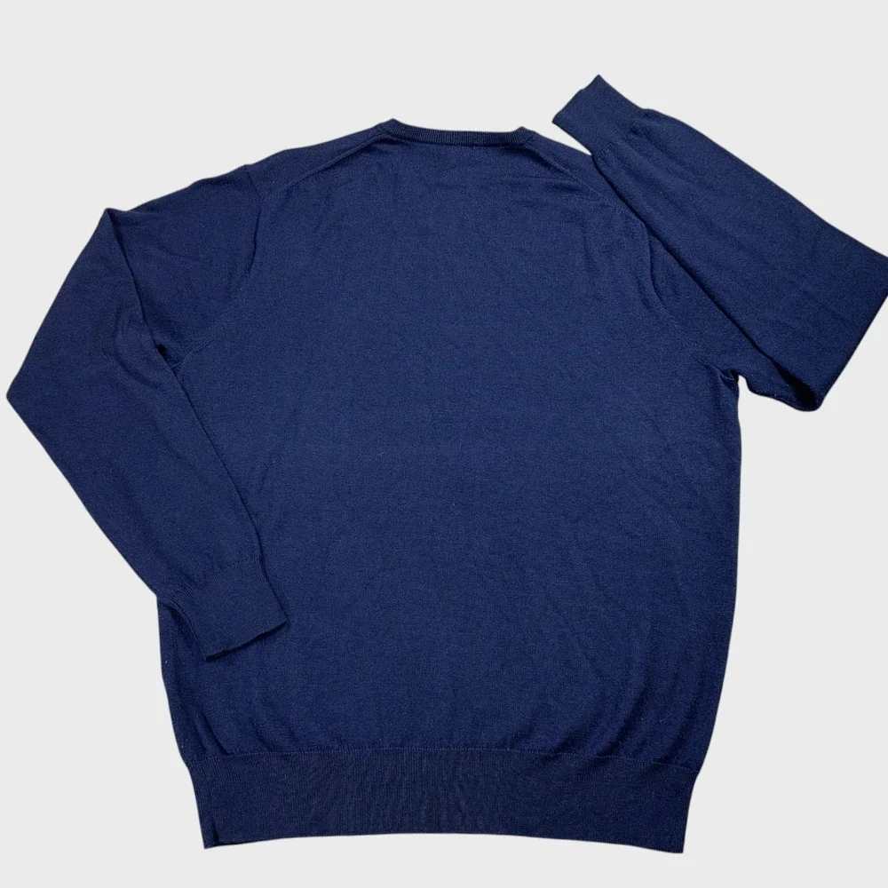 Peter Millar V-Neck‎ Sweater Mens L Navy Crown Soft Merino Silk Essential Knit
